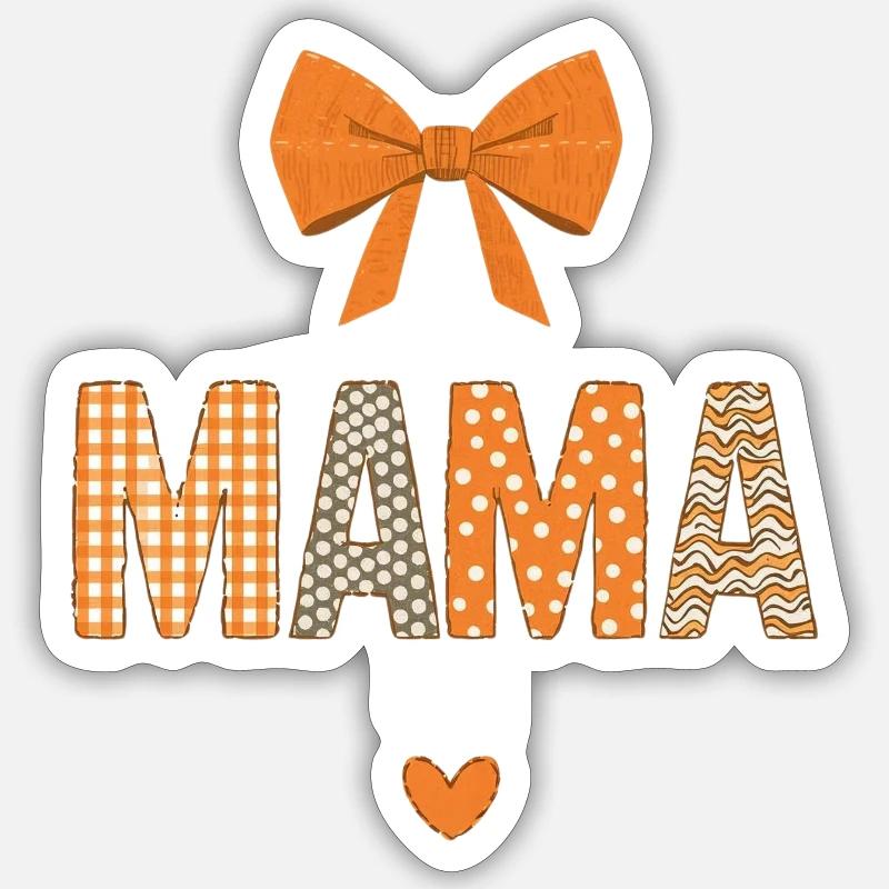 Maman Orange Motifs Patchwork - Sticker taille S (10 x 10 cm) - blanc mat