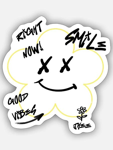 Urban Flower - Streetwear- Print-black - Sticker Größe S (10 x 10 cm) - Mattweiß
