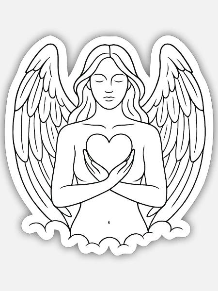 Engel Herz Silhouette- Spirit & Soul - Sticker Größe S (10 x 10 cm) - Mattweiß