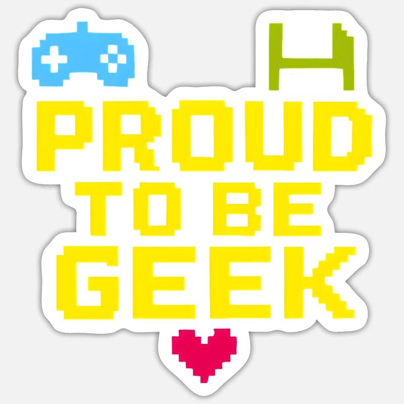 Stolzer Retro-Pixel-Geek - Sticker Größe S (10 x 10 cm) - Mattweiß