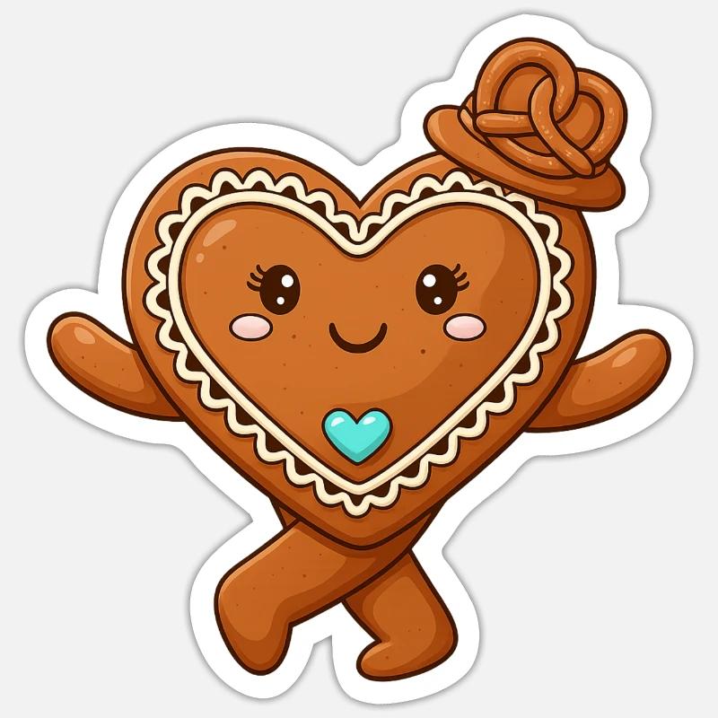 Gingerbread Hearts - Sticker size S (10 x 10 cm) - white matte