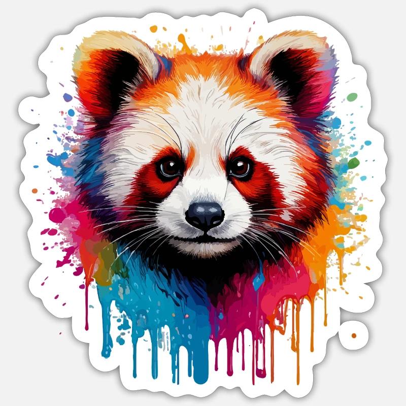 Panda Aquarellfarben Explosion - Sticker Größe S (10 x 10 cm) - Mattweiß