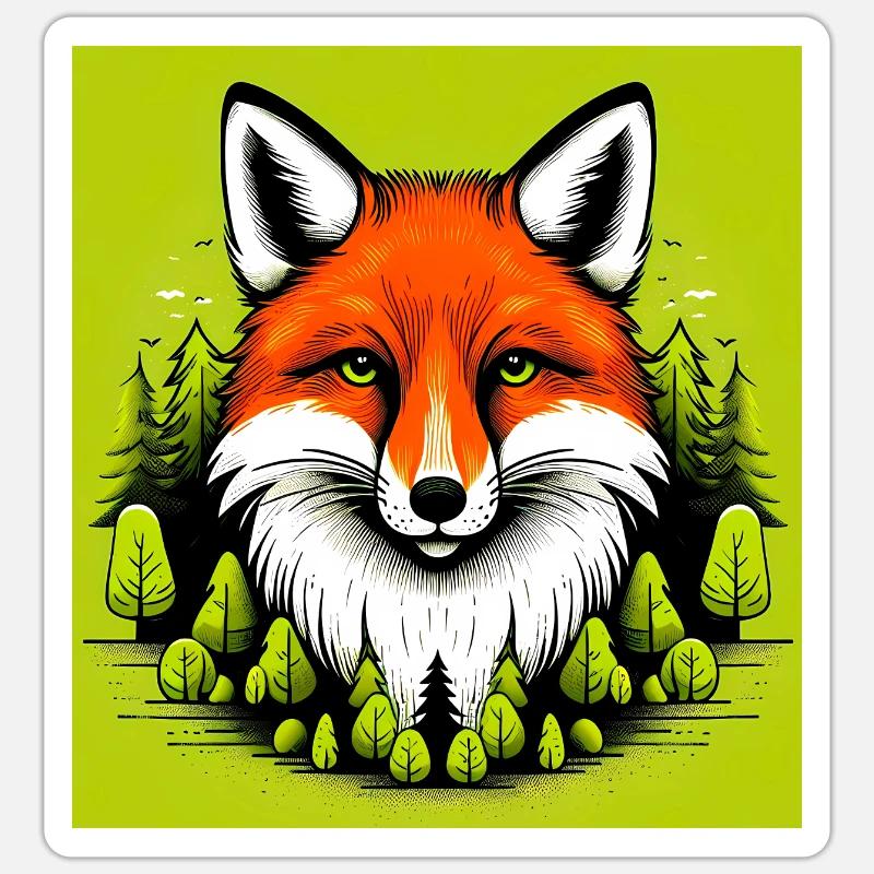 Renard - Sticker taille S (10 x 10 cm) - blanc mat