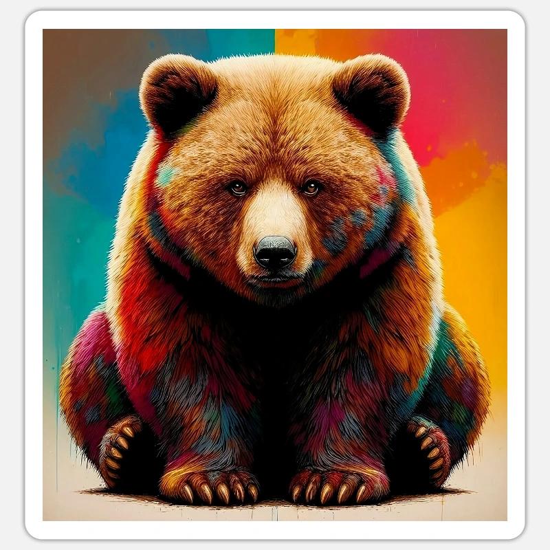 ours - Sticker taille S (10 x 10 cm) - blanc mat