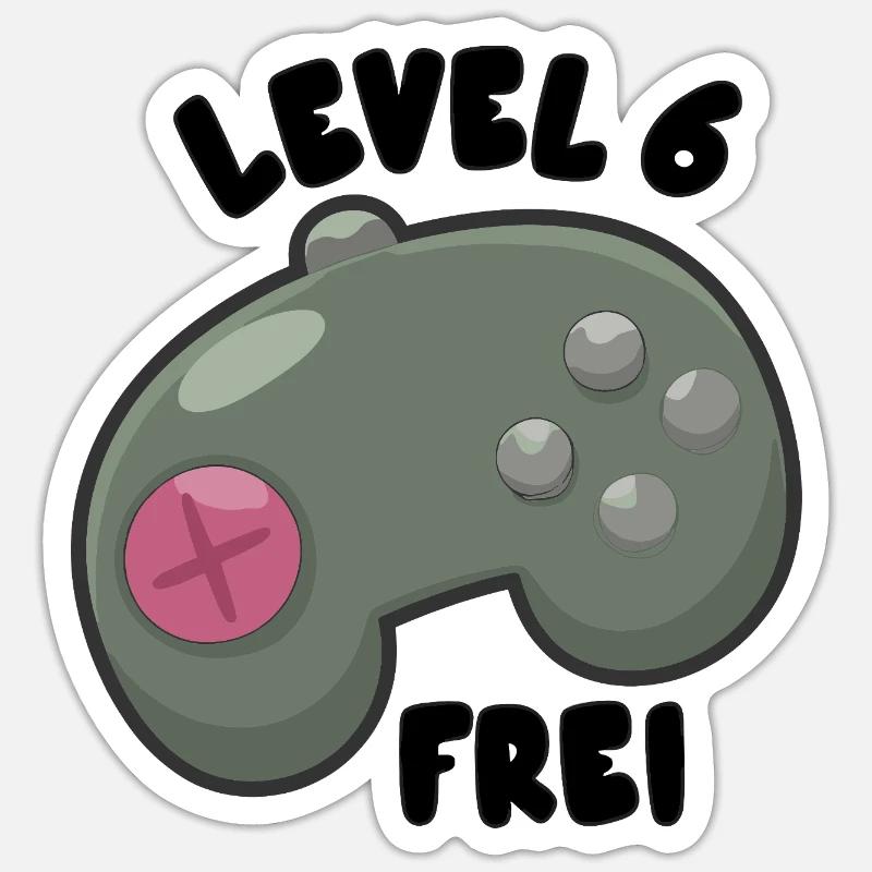 Level 6 Controller 6.Geburtstag Geburtstagsparty Sticker Größe S (10 x 10 cm)