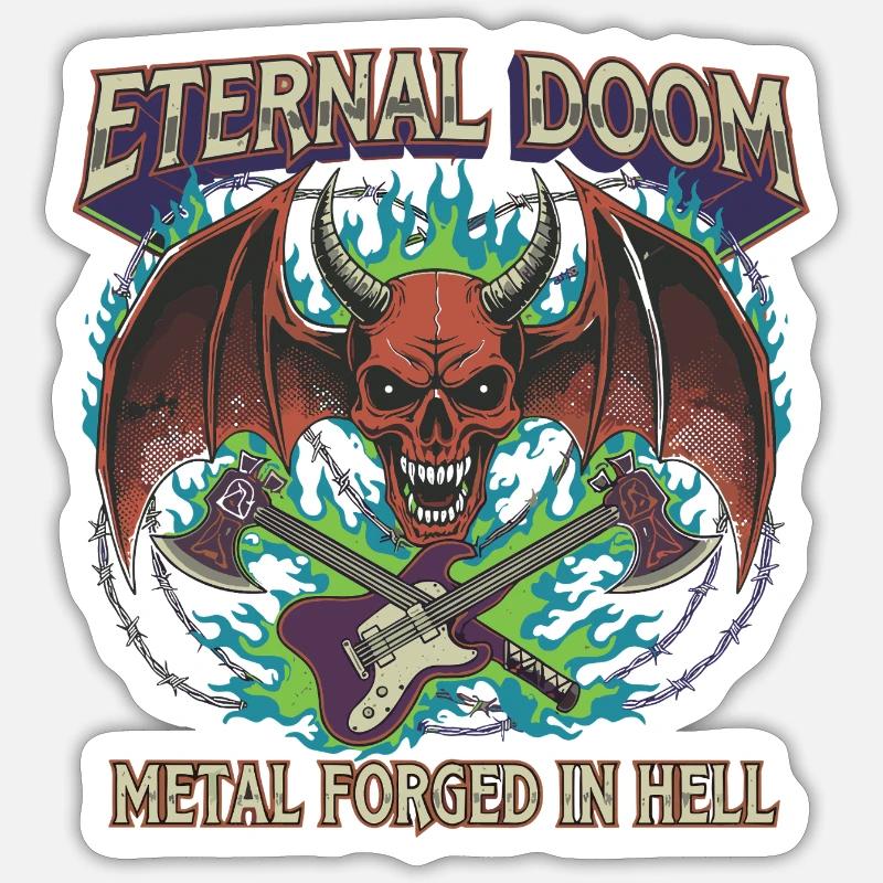 Eternal Doom Höllenmetall Artwork - Sticker Größe S (10 x 10 cm) - Mattweiß