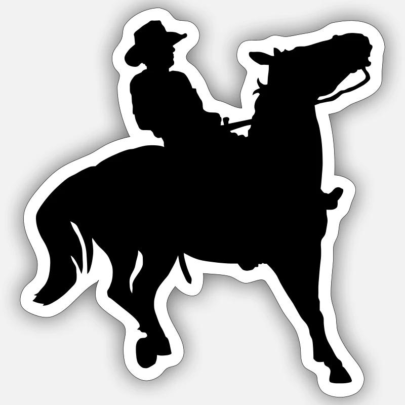 Cow-boy - Sticker taille S (10 x 10 cm) - blanc mat