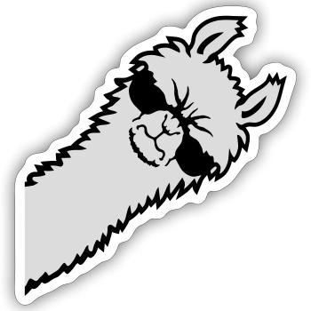 Lama Wütend Guckend Seite Sonnenbrille Cool Sauer - Sticker Größe S (10 x 10 cm) - Mattweiß - Vorne