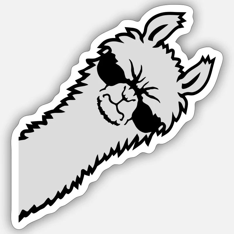Lama Wütend Guckend Seite Sonnenbrille Cool Sauer Sticker Größe S (10 x 10 cm)