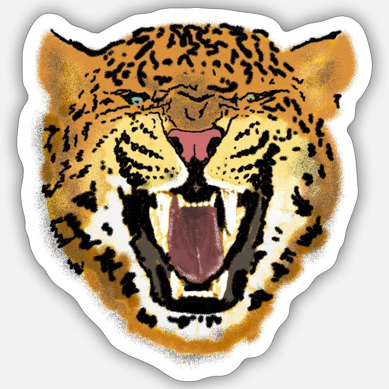 Leopard Face Roaring Art Design - Sticker size S (10 x 10 cm) - white matte
