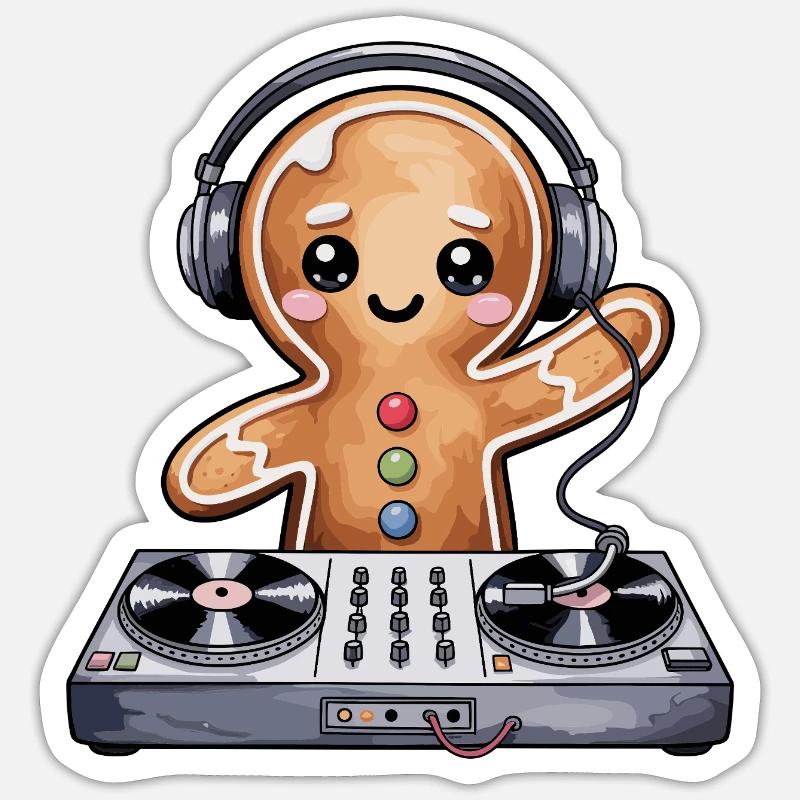 KeksDJ mit Kopfhörer - Sticker Größe S (10 x 10 cm) - Mattweiß