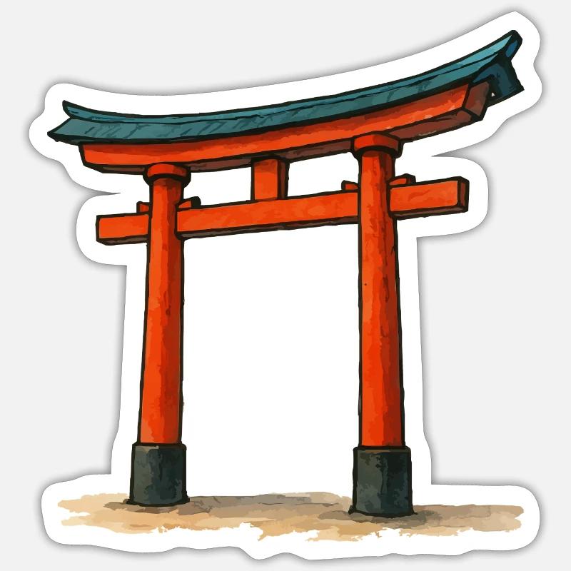 Roter Shinto Torii Gate Illustration - Sticker Größe S (10 x 10 cm) - Mattweiß