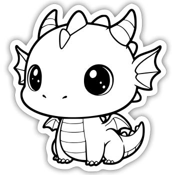 Süßer Baby-Drache | Kawaii & Knuddelig Vektor - Sticker Größe S (10 x 10 cm) - Mattweiß - Vorne