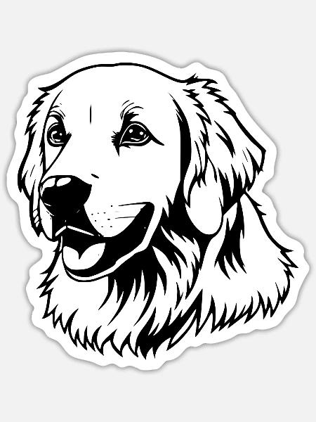 Golden Retriever Hunde T-shirt Geschenk - Sticker Größe S (10 x 10 cm) - Mattweiß