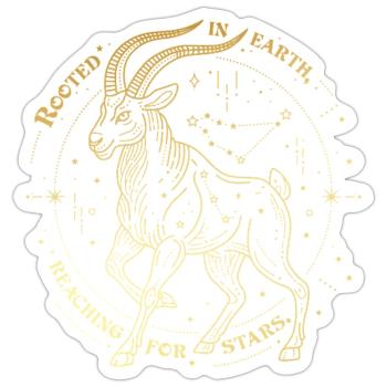 Steinbock Sternzeichen Geschenk – Erde & Sterne Design - Sticker Größe S (10 x 10 cm) - Mattweiß - Vorne