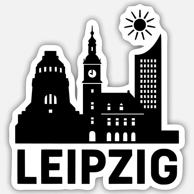 Leipzig Silhouette - Sticker taille S (10 x 10 cm) - blanc mat