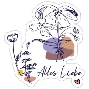 Alles Liebe mit Blumenstrauß - Sticker Größe S (10 x 10 cm) - Mattweiß - Vorne