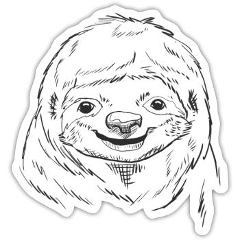 Faultier Skizze Line Art Design für Wild und Zoo Liebe - Sticker Größe S (10 x 10 cm) - Mattweiß - Vorne