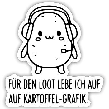 gamer-potato-graphic-loot-funny-spruch_1 - Sticker size S (10 x 10 cm) - white matte - Front
