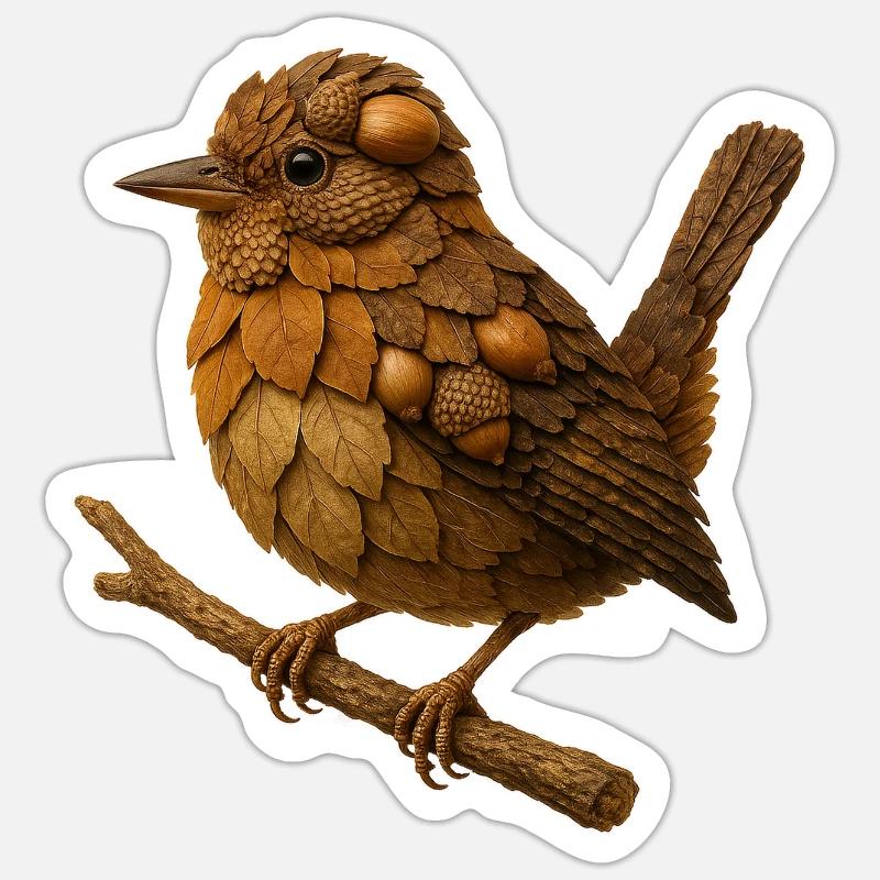 Troglodyte à l’aspect naturel - Sticker taille S (10 x 10 cm) - blanc mat
