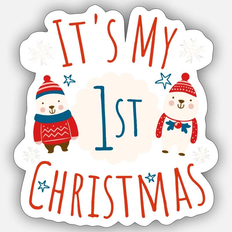 mon premier Noël - Sticker taille S (10 x 10 cm) - blanc mat