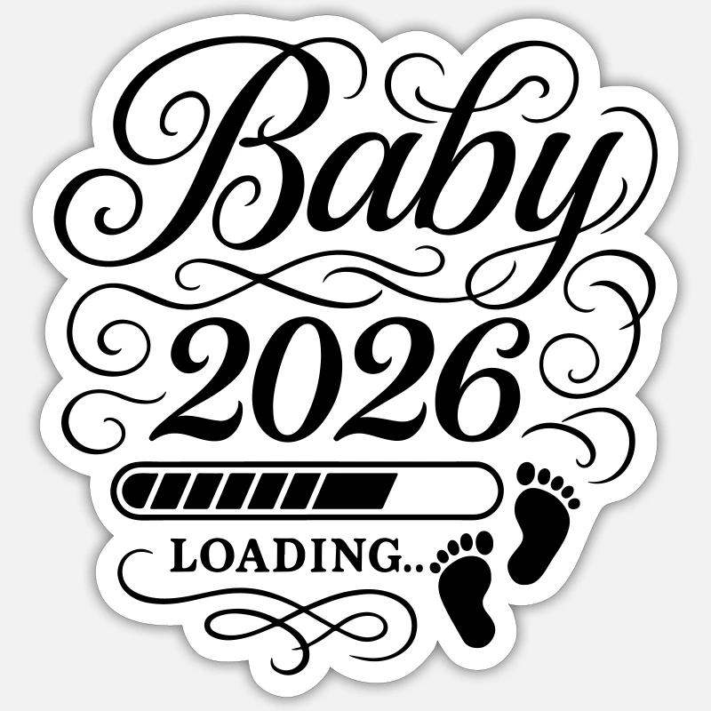 Baby 2026 Loading - Sticker Größe S (10 x 10 cm) - Mattweiß