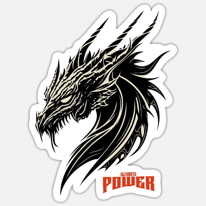 Drachenkopf Kontrastmuster - Sticker Größe S (10 x 10 cm) - Mattweiß