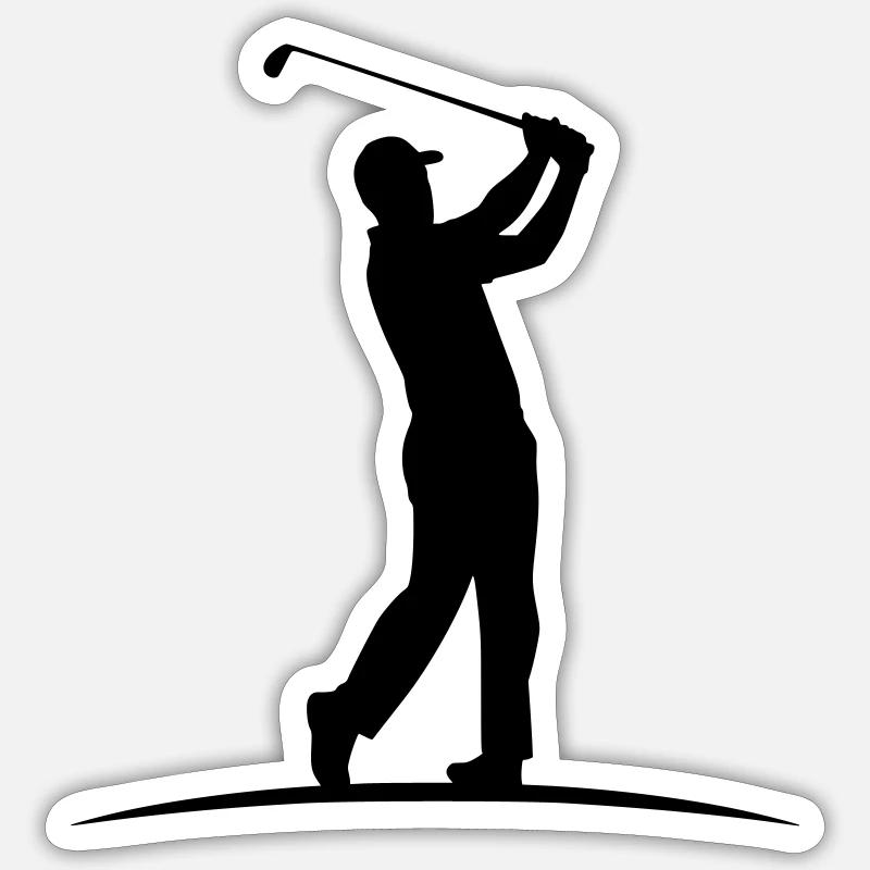 Illustration de silhouette de golfeur - Sticker taille S (10 x 10 cm) - blanc mat