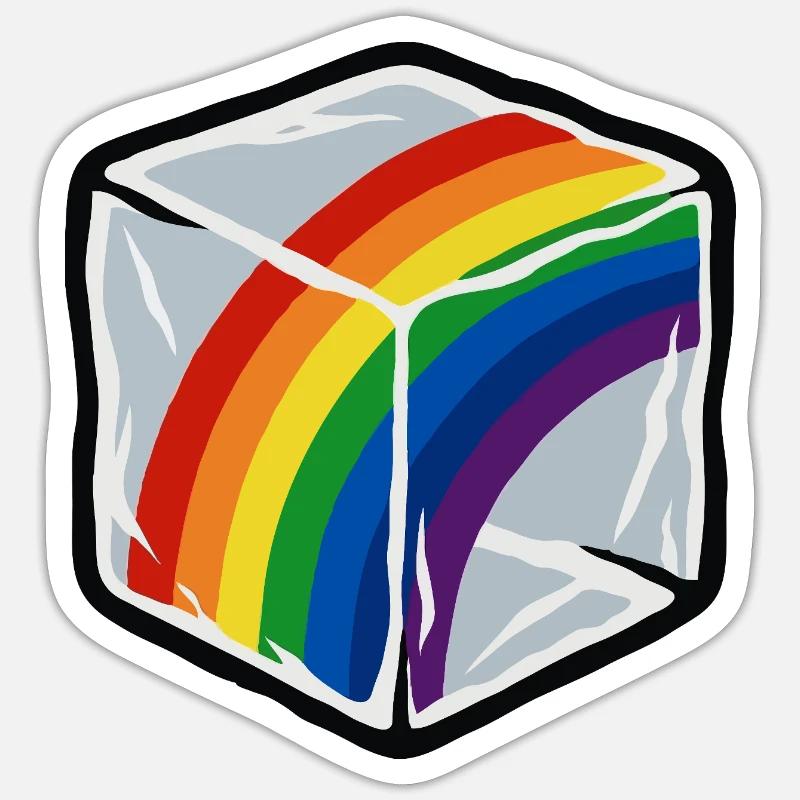 Rainbow in cube Sticker size S (10 x 10 cm)