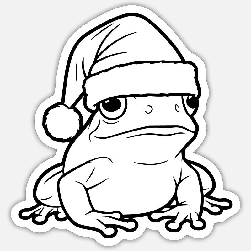Funny Christmas frog with cap - Sticker size S (10 x 10 cm) - white matte