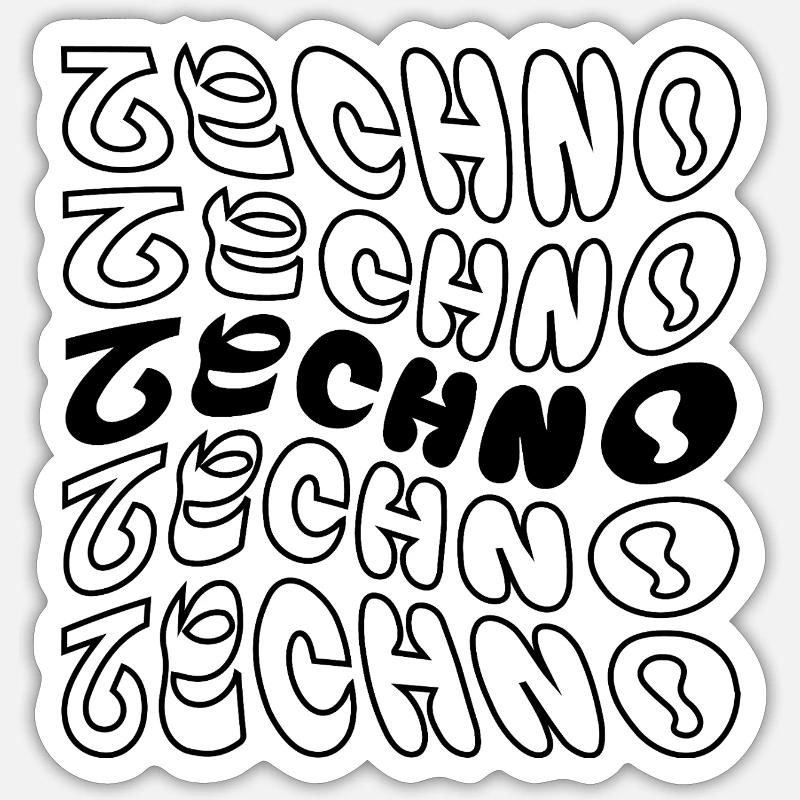 Techno wavy logo design. - Sticker size S (10 x 10 cm) - white matte