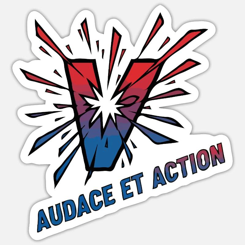 Audace et Action Vibes - Sticker taille S (10 x 10 cm) - blanc mat