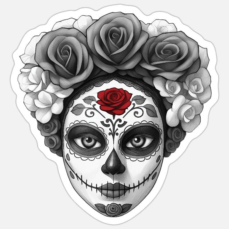 SANTA MUERTE - dark hell - Sticker taille S (10 x 10 cm) - blanc mat