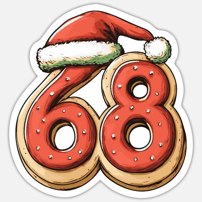 68 Numéro Biscuit Noël - Sticker taille S (10 x 10 cm) - blanc mat