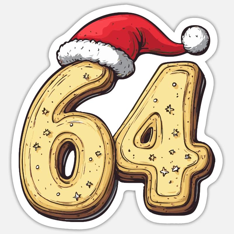 64 chiffres Cookie Noël - Sticker taille S (10 x 10 cm) - blanc mat