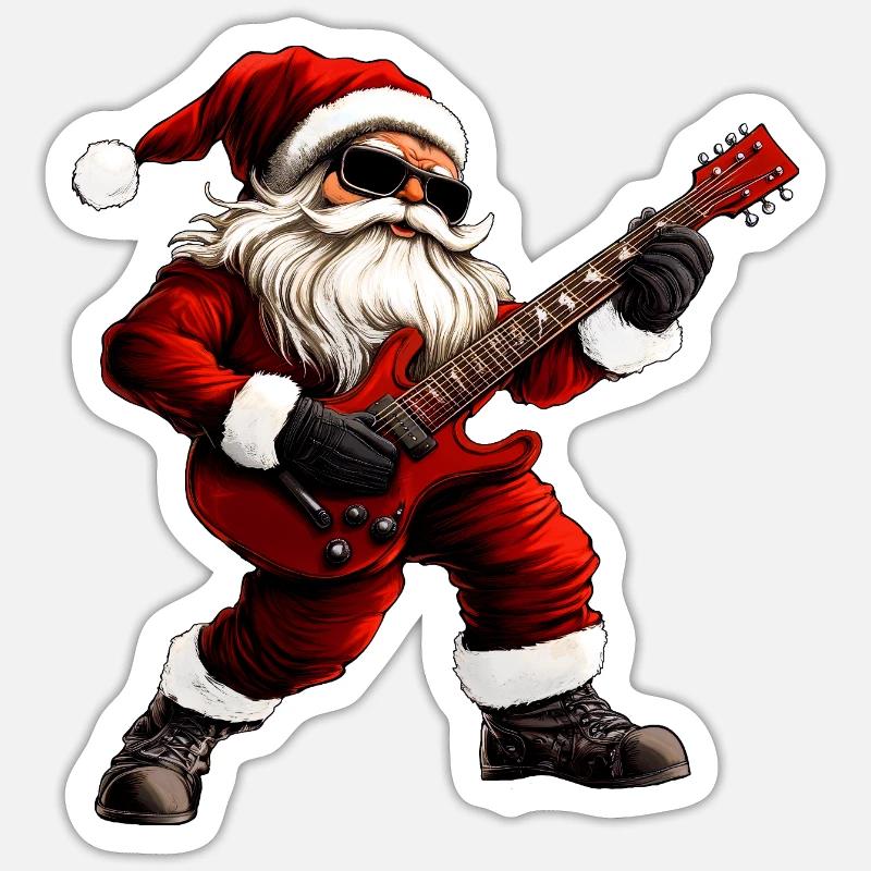 Guitaristes électriques Noël Sticker taille S (10 x 10 cm)