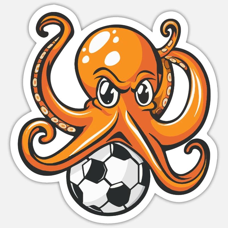Pieuvre sur le ballon - Sticker taille S (10 x 10 cm) - blanc mat