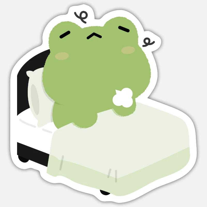 Tired Frog Bedtime - Sticker size S (10 x 10 cm) - white matte