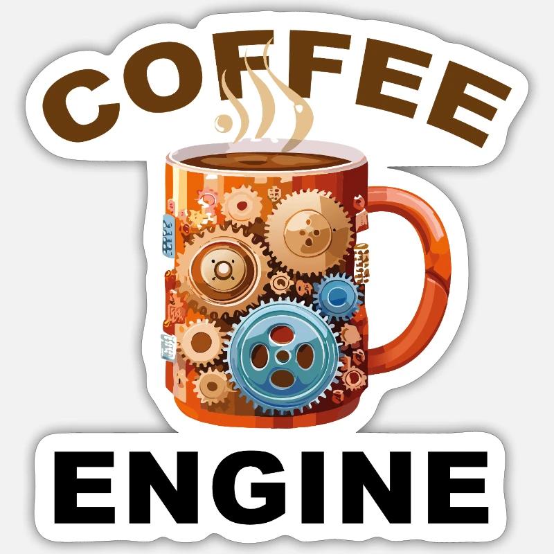 Coffee Engine - Funny Coffee - Sticker size S (10 x 10 cm) - white matte