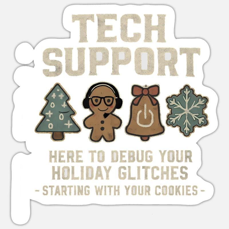 Tech Support Ugly Christmas Sweater Informatiker - Sticker Größe S (10 x 10 cm) - Mattweiß