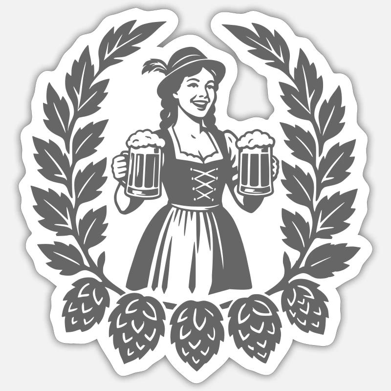 Bier Mädchen - Sticker taille S (10 x 10 cm) - blanc mat