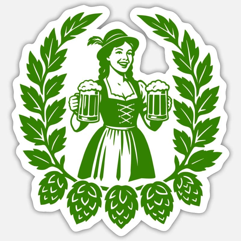 Bier Mädchen - Sticker Größe S (10 x 10 cm) - Mattweiß