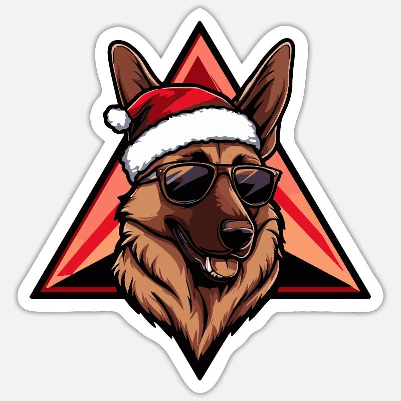 Santa Shepherd Sunglasses - Sticker size S (10 x 10 cm) - white matte