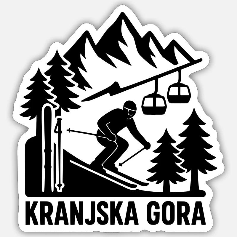 Ski de Kranjska Gora - Sticker taille S (10 x 10 cm) - blanc mat