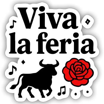 Motif Vive La Féria Taureau Banda Sud-Ouest - Sticker taille S (10 x 10 cm) - blanc mat - Devant