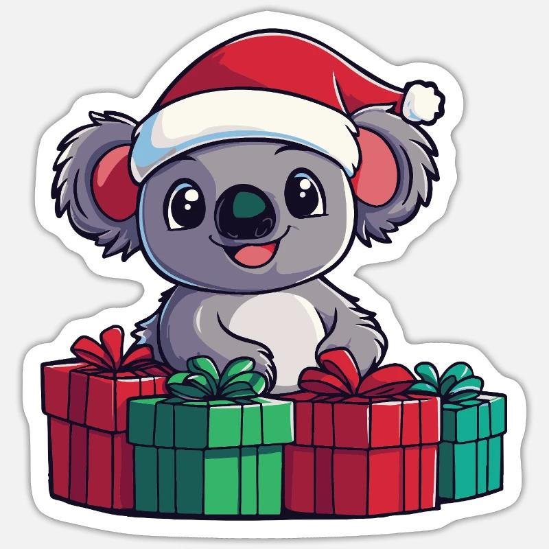 Noël Koala - Sticker taille S (10 x 10 cm) - blanc mat