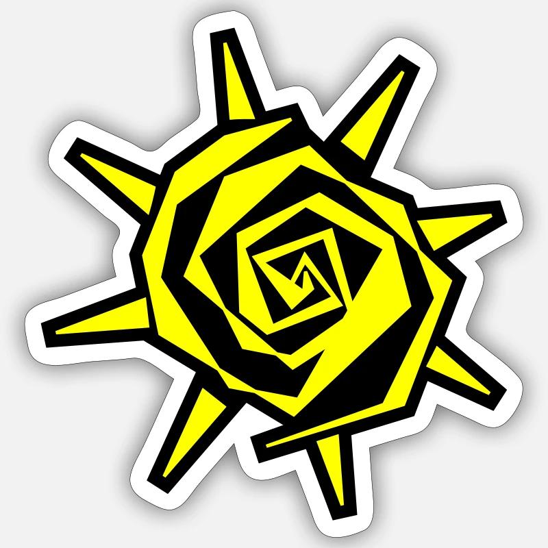 Jaune néon spirale solaire - Sticker taille S (10 x 10 cm) - blanc mat