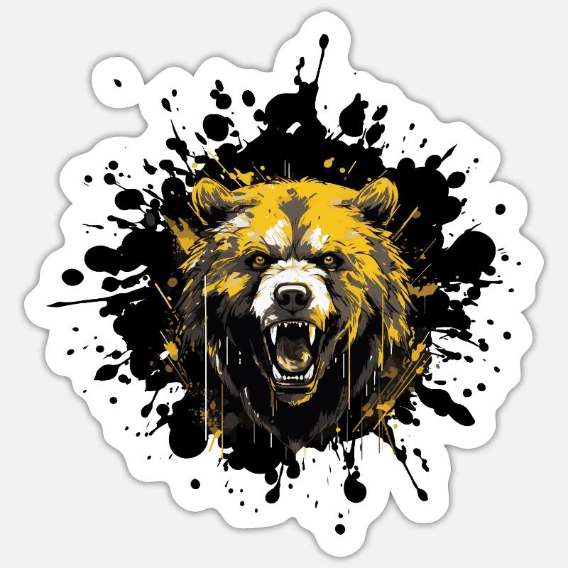 Bär Tier Farbspritzer - Sticker Größe S (10 x 10 cm) - Mattweiß
