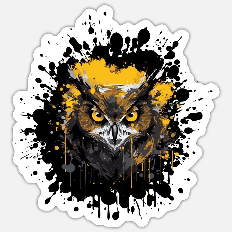 Eule Nachteule Splatter Sticker Größe S (10 x 10 cm)