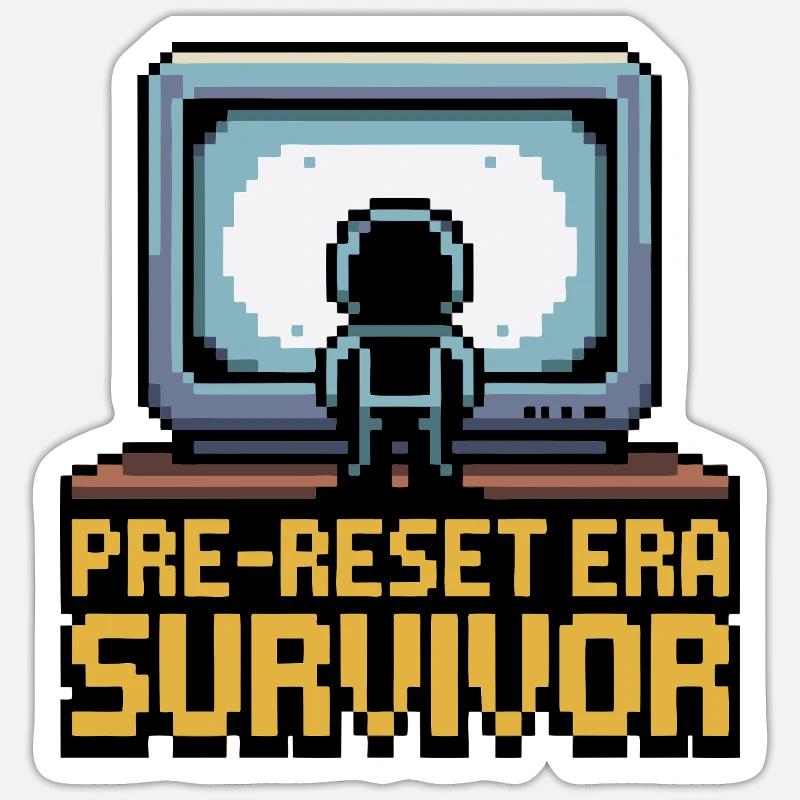 Pre-Reset Era Survivor Pixel Art - Sticker size S (10 x 10 cm) - white matte
